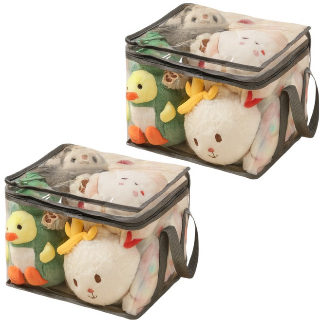 프라리 인형 정리 장난감 다용도 수납함, 투명, 2개