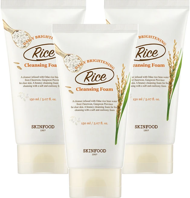 스킨푸드 라이스 데일리 브라이트닝 클렌징 폼, 150ml, 3개 - 쿠팡