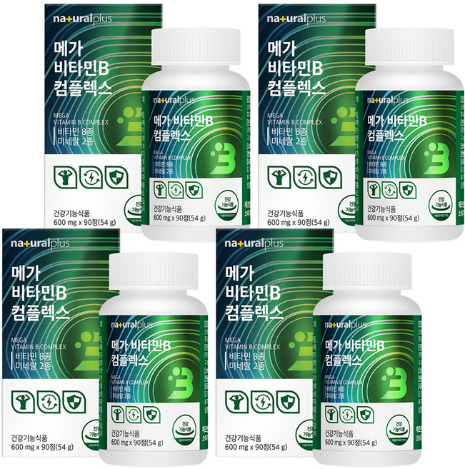 내츄럴플러스 메가 비타민B 컴플렉스 54g, 90정, 4개