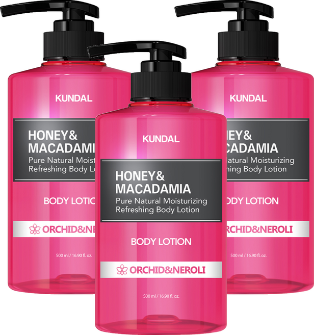 쿤달 퓨어바디로션 오키드앤네롤리향, 500ml, 3개