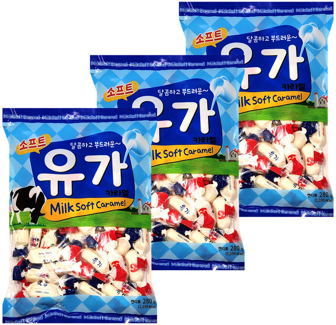 소프트 유가 카라멜 캔디, 3개, 280g