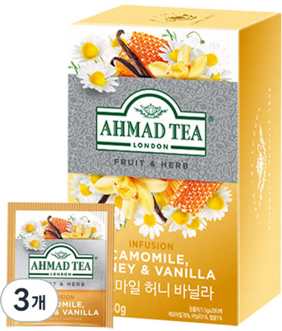 아마드티 캐모마일 허니 바닐라 차, 1.5g, 20개입, 3개