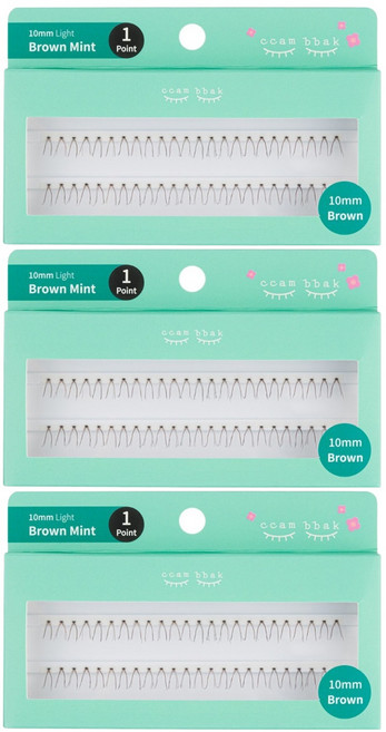 깜빡 인조 가닥속눈썹 패키지버전 10mm 1기둥, 브라운, 3개