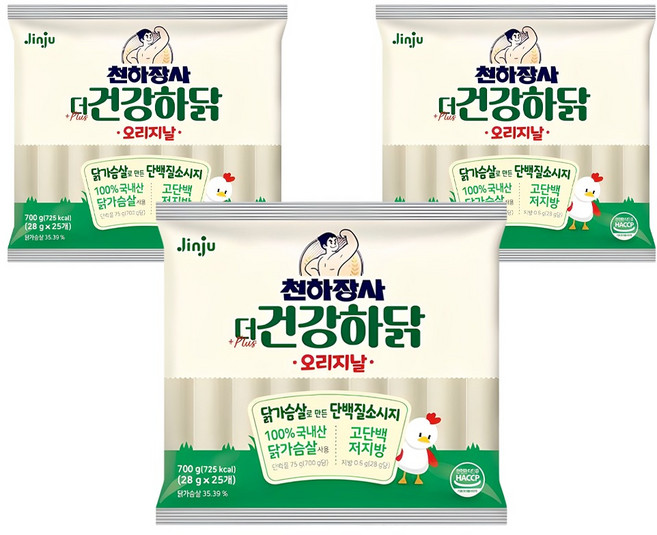 건강하닭 오리지날 소시지, 700g, 3개