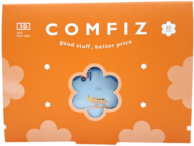 COMFIZ 康菲 小童3D醫療口罩 3~7歲, 1盒, 自由翱翔 藍色, 20片
