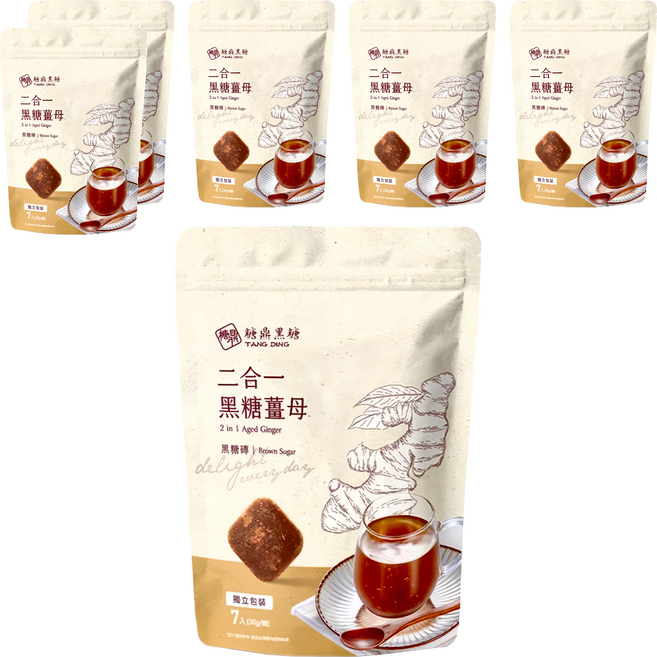 糖鼎 二合一黑糖薑茶 黑糖磚, 30g, 7個, 6包