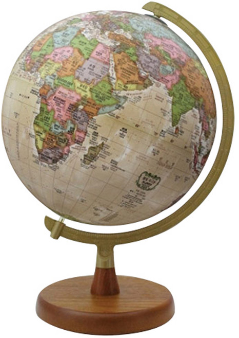 서전지구 행정도 브라운 지구본 SJ-260-P2 + 국기스티커 + 세계지도, 혼합 색상