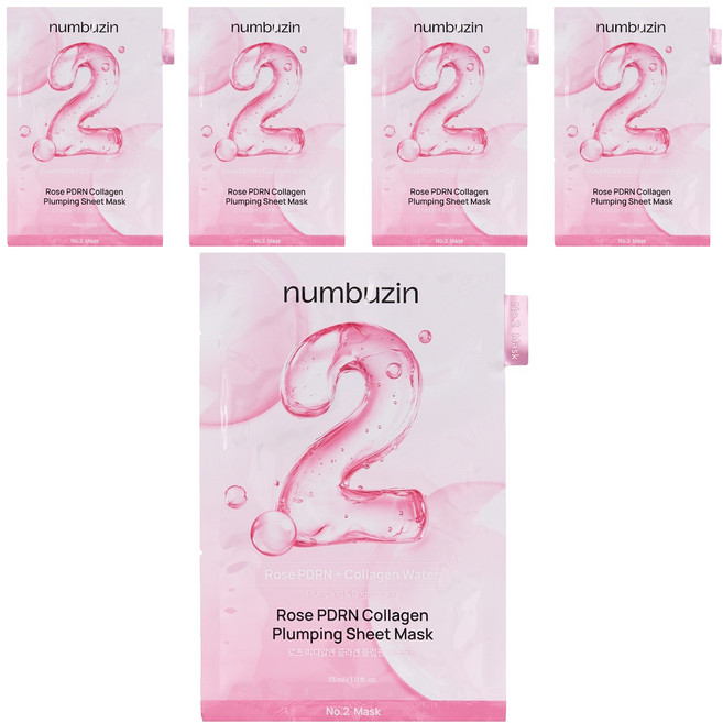 Numbuzin 2號 玫瑰 PDRN 膠原蛋白豐盈面膜 33ml, 1入, 5個