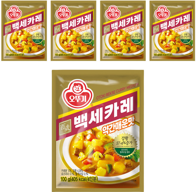 오뚜기 백세 카레 약간매운맛, 100g, 5개