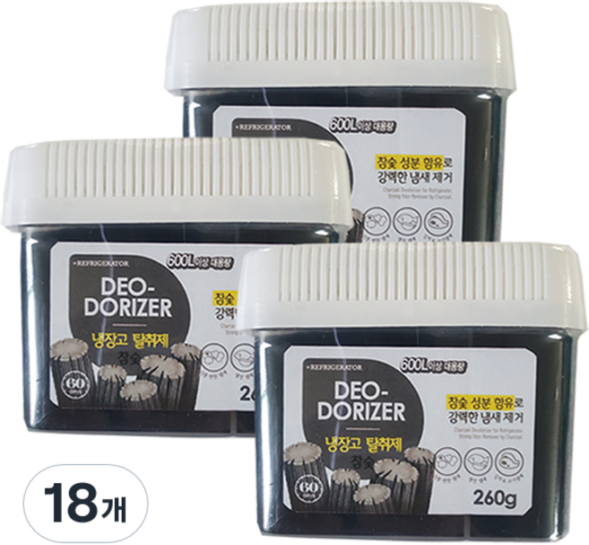 허브스토리 대용량 냉장고 탈취제 숯젤, 260g, 18개