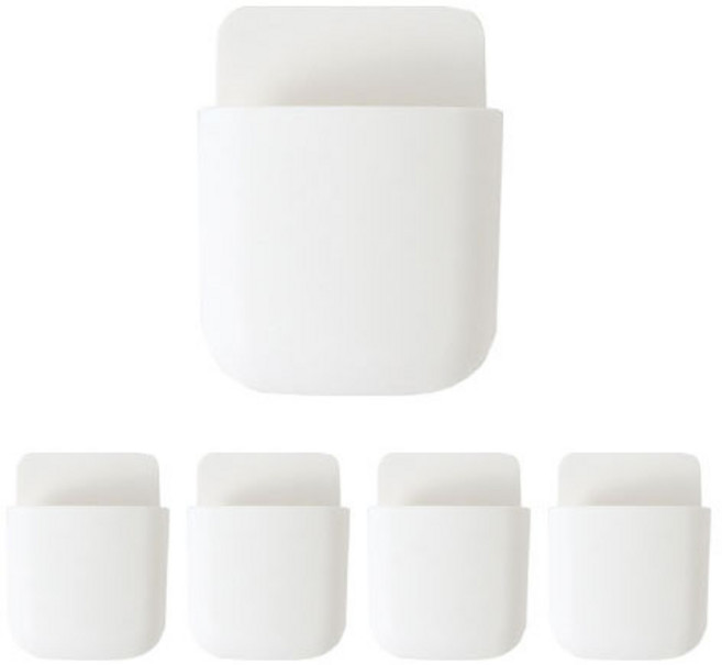 디오셀 무타공 접착식 다용도 리모콘 휴대폰 거치대, 화이트, 5개