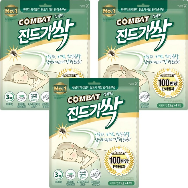 컴배트 진드기 싹 시트, 60g, 3개