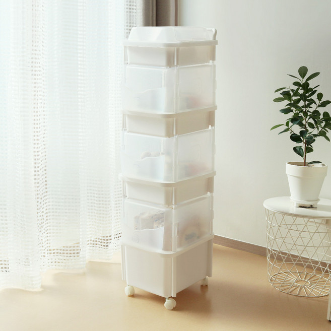 리빙스마일 포켓 기저귀 정리함 혼합형 4단, 화이트, 1개