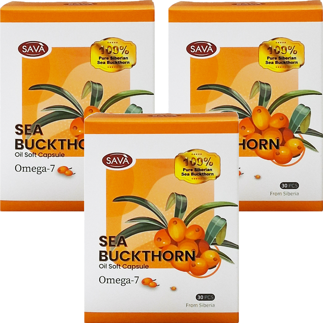 GREEN GOLD 台灣綠金 SAVA Sea Buckthorn Soft Capsule SAVA 沙棘果軟膠囊, 30顆, 21g, 3盒