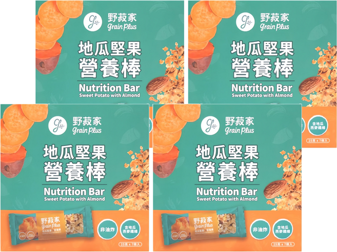 grain plus 野菽家 營養棒 地瓜堅果 7條, 175g, 4盒