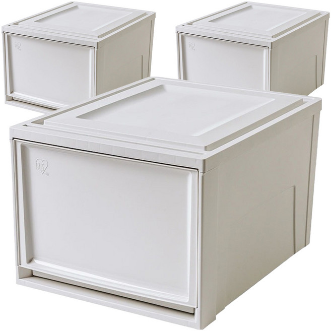 아이리스 국내생산 시스템 슬라이딩 서랍함 BC-450D, 화이트그레이, 3개