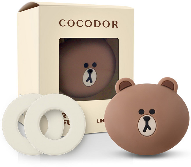 코코도르 라인프렌즈 차량용 방향제 통풍구형 세트, 1세트, 브라운(화이트머스크)