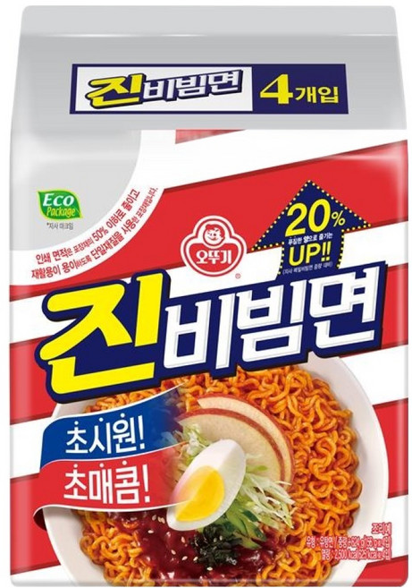 오뚜기 진비빔면 156g, 4개