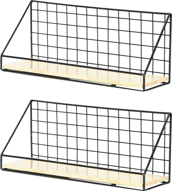 小麥購物 工業風牆面置物架 C160 35cm 420g, 黑色, 2個