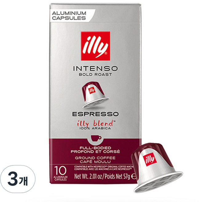 일리 네스프레소 호환 볼드 로스트 에스프레소 그라운드 캡슐커피, 5.7g, 10개입, 3개