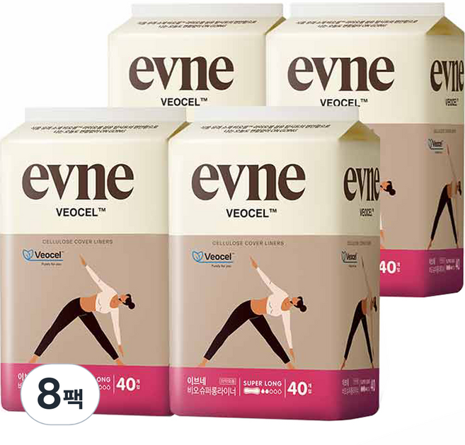 이브네 비오셀 팬티라이너, 슈퍼롱, 40개입, 8개