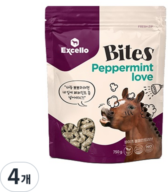 엑셀로 바이츠 말 과자 페퍼민트 러브, 4개, 750g