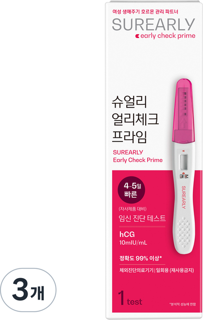 슈얼리 얼리체크 프라임 임신테스트기, 1개입, 3개