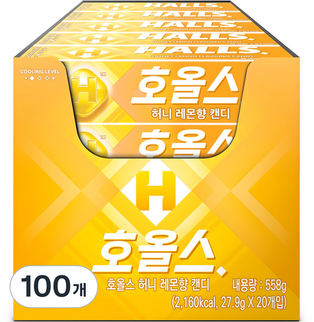 HALLS 蜂蜜檸檬味糖果, 27.9g, 100個