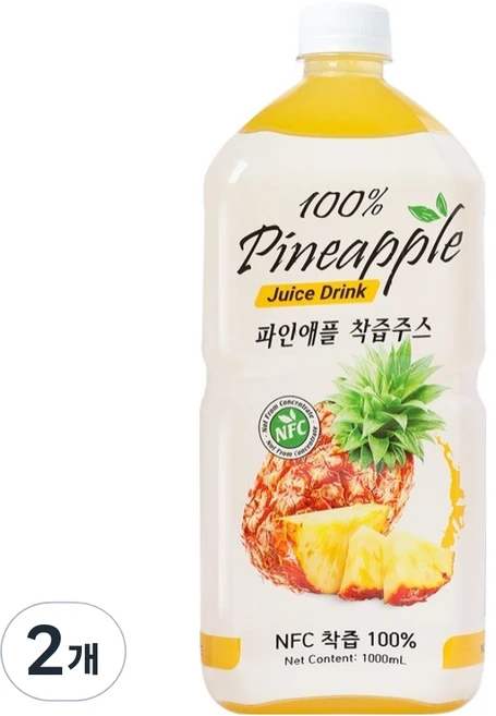 파모빗 파인애플 착즙 주스 100%, 2개, 1L - 쿠팡