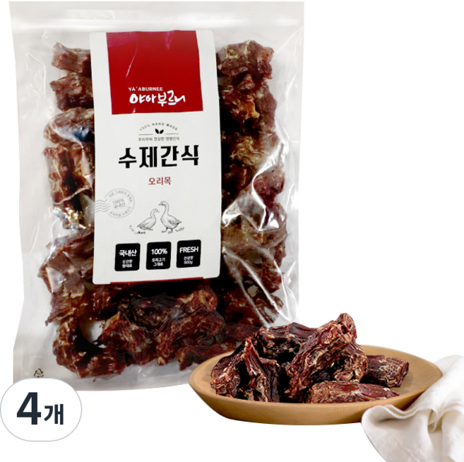 피지마켓 수제간식 대용량팩, 오리목뼈, 500g, 4개