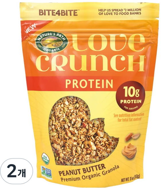 네이쳐스패스 러브크런치 피넛버터 프로틴, 312g, 2개