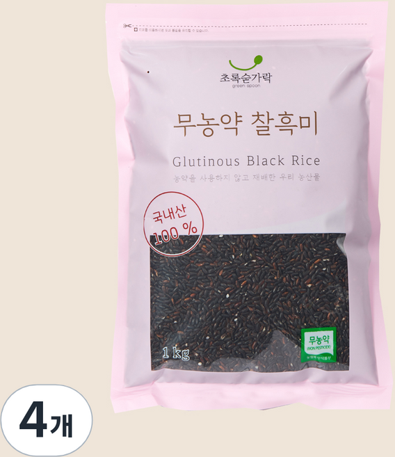 초록숟가락 찰흑미, 1kg, 4개