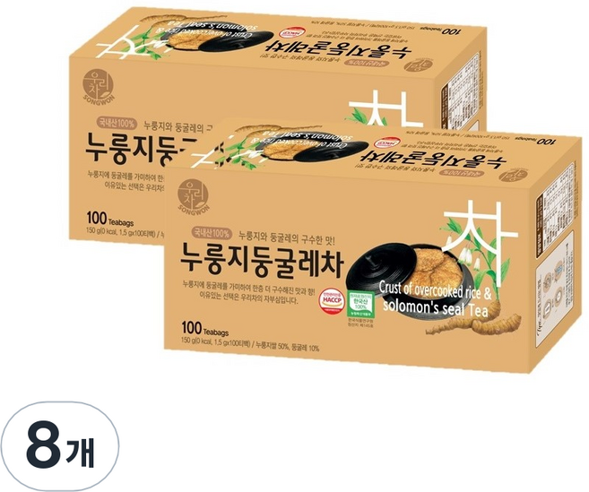 우리차 누룽지둥굴레차, 1.5g, 100개입, 8개