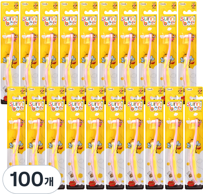 지앤마 써니비 키즈 유아 칫솔 1단계, 여아용, 1개입, 100개