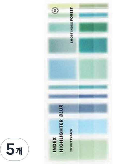 아이코닉 인덱스 쇼트 하이라이터 Blur 점착 플래그 메모지, 10 포레스트, 5개, 20매