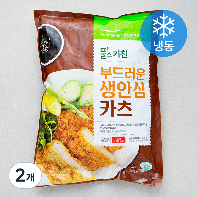 풀무원 풀스키친 부드러운 생 안심카츠 (냉동), 1kg, 2개