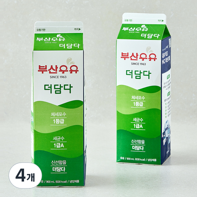 부산우유 더담다, 4개, 900ml