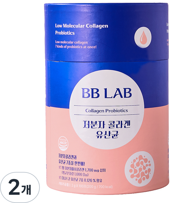 비비랩 저분자 콜라겐 유산균 100p, 200g, 2개