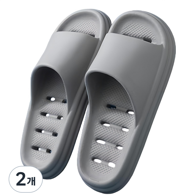 블럭마트 남성용 물빠짐 eva 욕실화, 그레이, 2개