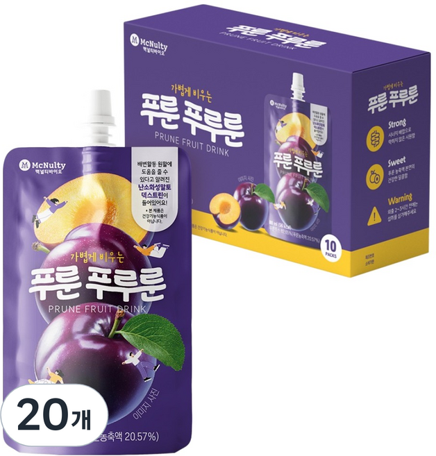 mcnulty bio Prune Pururun 一天一包西梅汁, 20個, 80ml