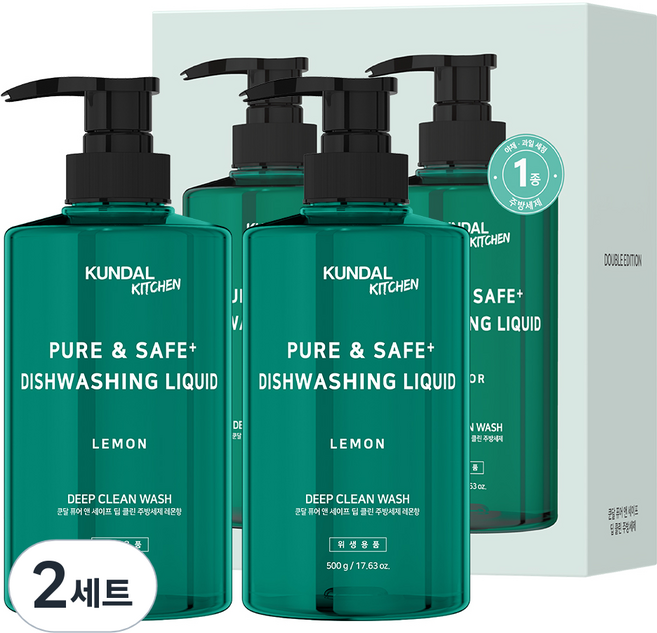 쿤달 딥 클린 주방세제 레몬향 2p, 500g, 4개