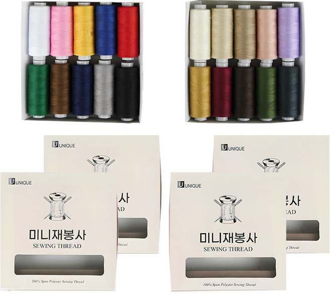 유니크타임 미니재봉사 실 세트, A Type + B Type, 2세트