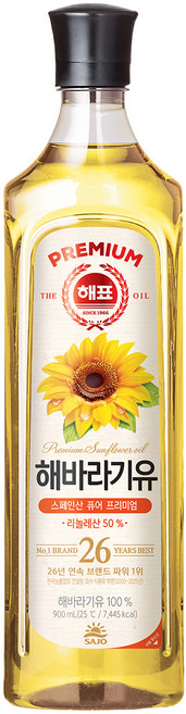 해표 해바라기유, 900ml, 1개