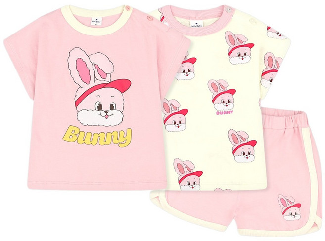 Milk Baby 女童用 Bunny Bunny 上衣 2件 + 下身套裝