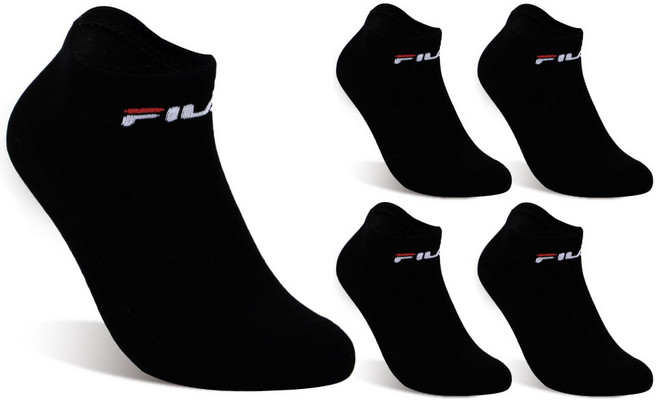 휠라 시그니처 스니커즈 발목양말 5켤레, 블랙, 1세트
