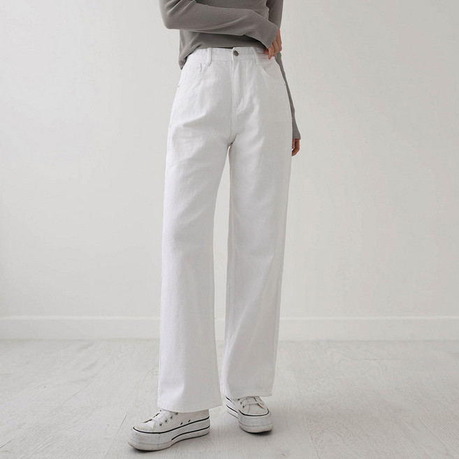 앤드스타일 여성용 롱/숏 기장 딱맞진 48탄 피그먼트 워싱 코튼 와이드 팬츠 265142