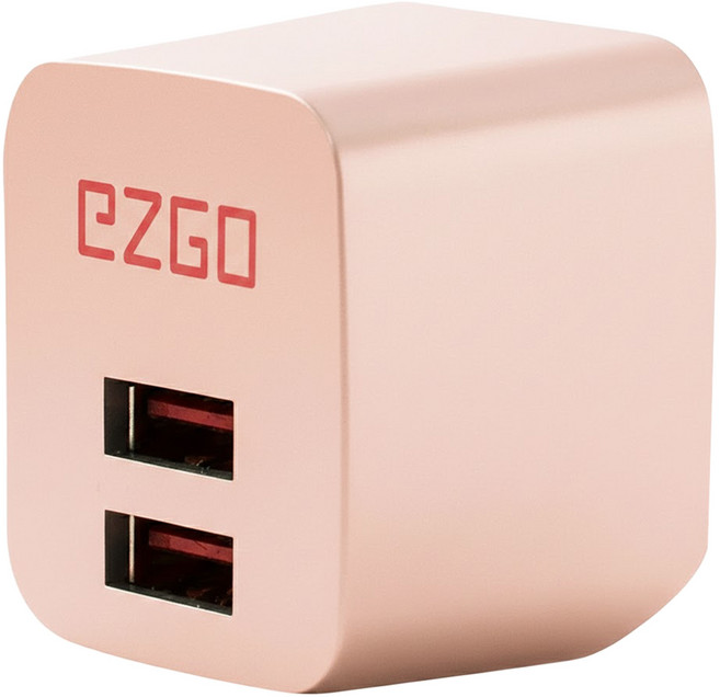 eZGO PHONE ACCESSORIES 2.4A雙輸出USB電源供應器, 3.3cm, 粉色, 1個