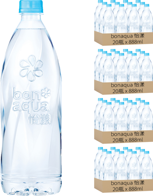 bonaqua 怡漾 鹼性離子水, 888ml, 80瓶