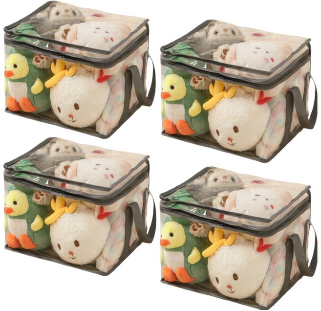 프라리 인형 정리 장난감 다용도 수납함, 투명, 4개