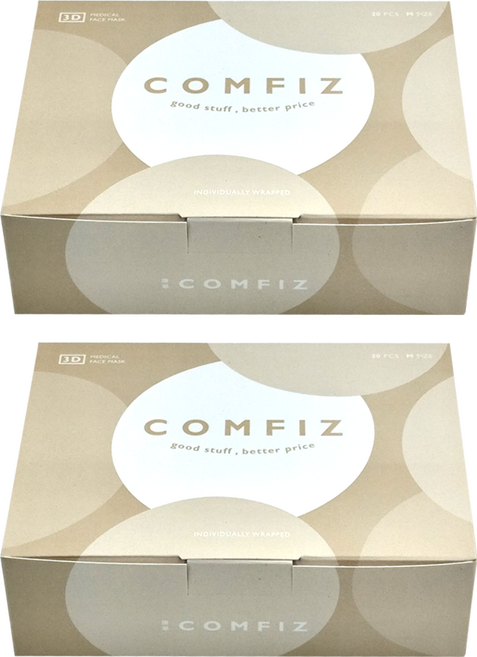 COMFIZ 康菲 立體醫療口罩 M, 白拿鐵, 20片, 2盒